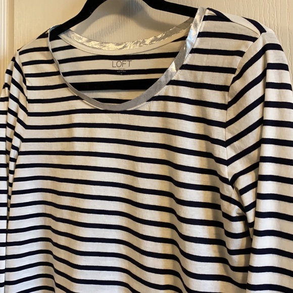 Loft Outlet Striped Long Sleeve Cotton Tee - Size M - Picture 2 of 10